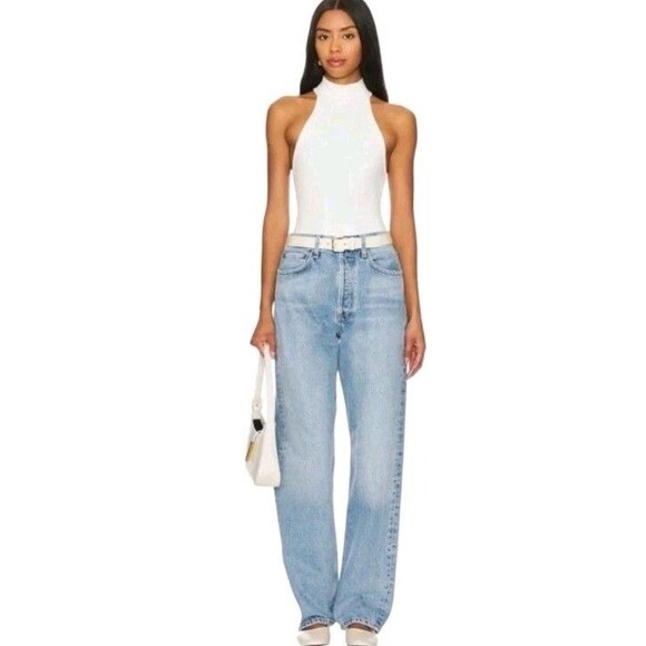 Agolde Kelly Jeans Backdrop Blue Size 27 Straight Distressed NWT New - Picture 5 of 13